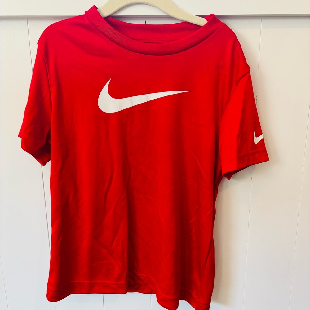 Boys Nike Dri-Fit Red Shirt with White Accents